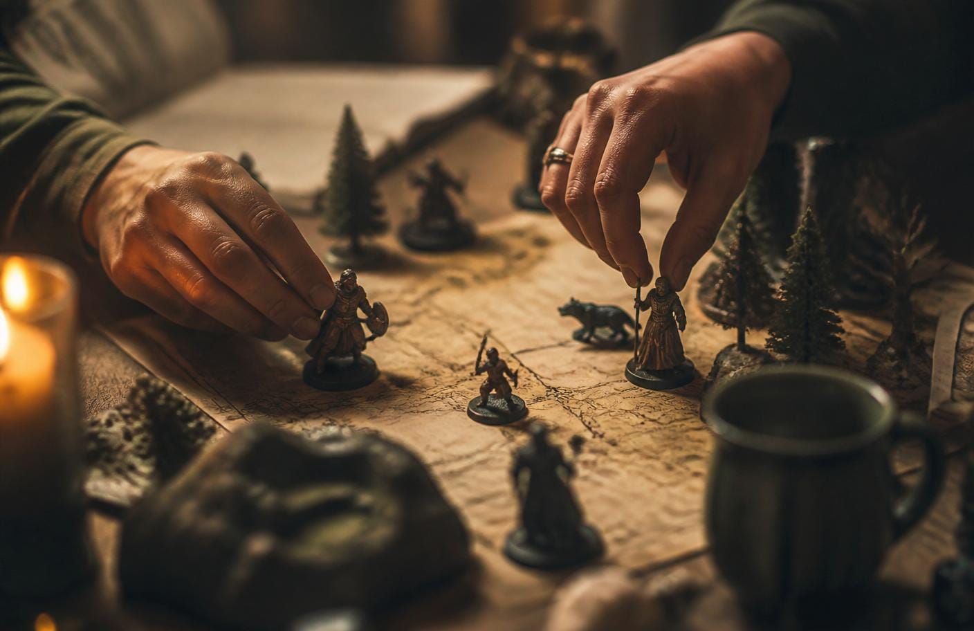 Cena de terapia de imersão imaginativa com cenário e miniaturas